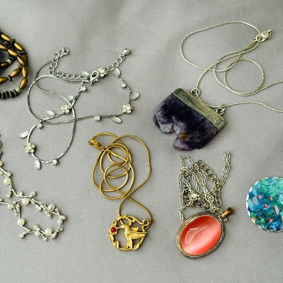 Lot of 10 Necklaces Gold Silver Madewell Pendant Crystal - Picture 8 of 10